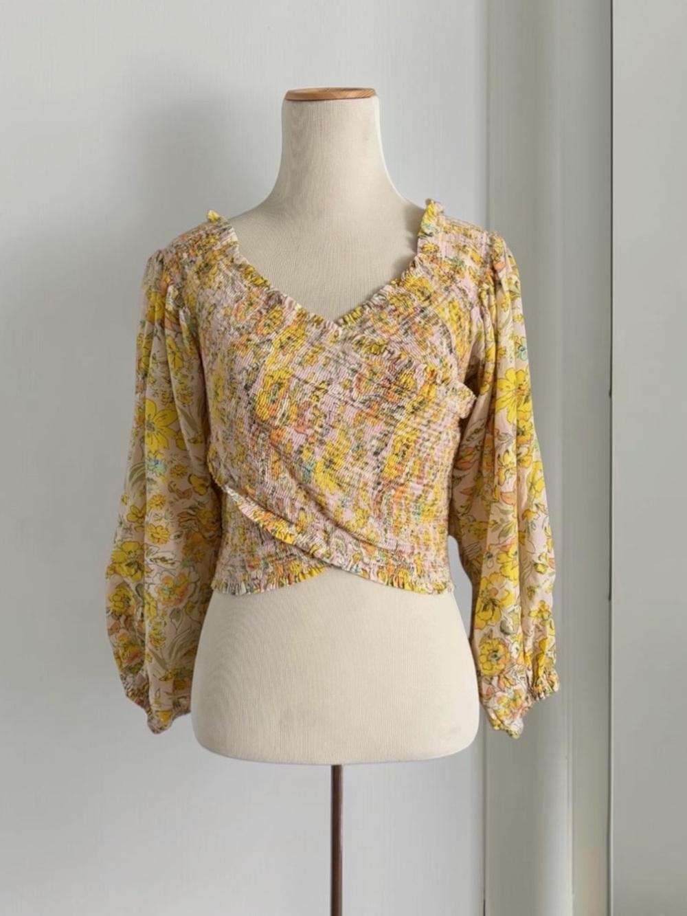 Free People East To West Smocked Floral Top Size L